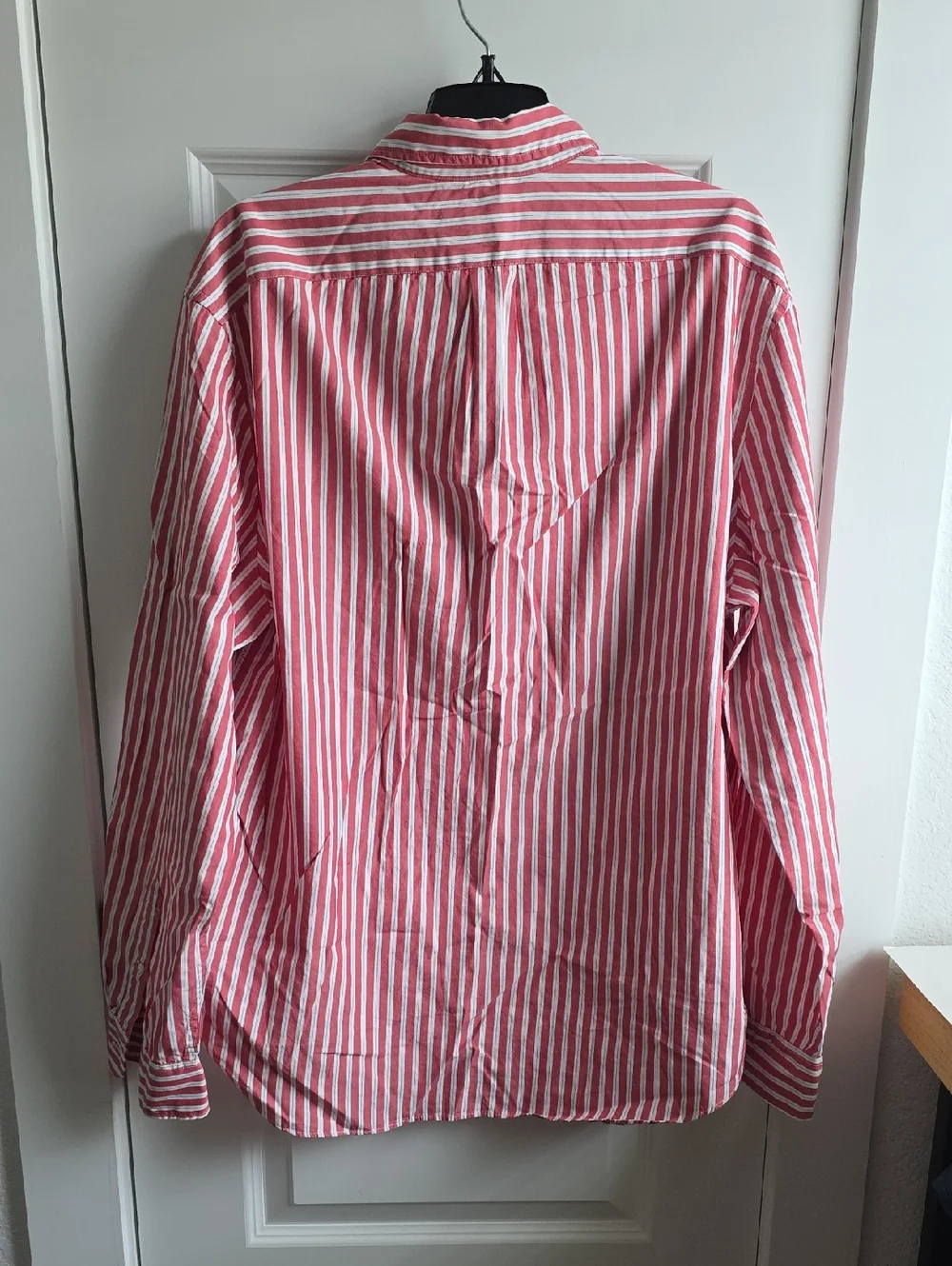 J. Crew Secret Wash Relaxed Striped Button-Down Shirt - Red & White Large G061